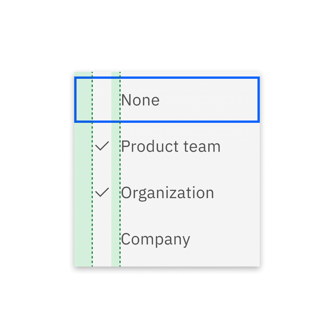 Do create a consistent alignment with unselected and selected items